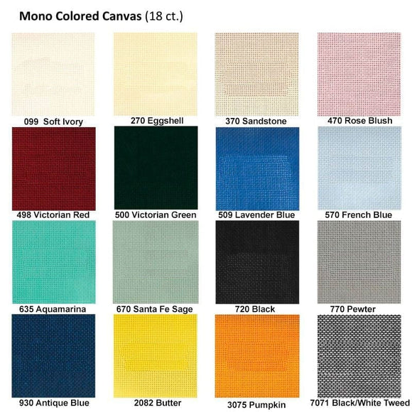 Mono 18 Count Needlepoint Canvas Colors Part 1/ 40" bolt width