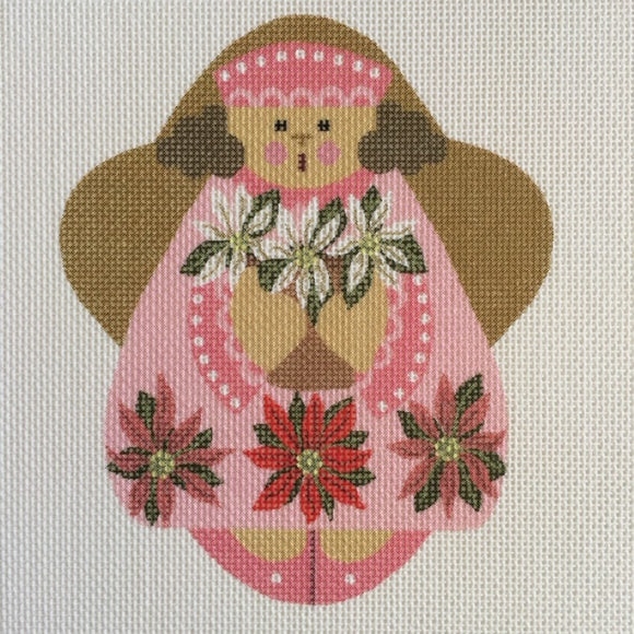 Poinsettia Angel Ornament