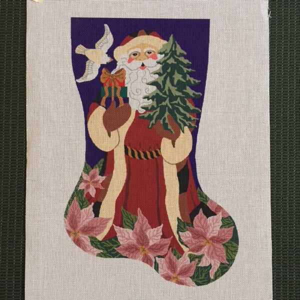 Poinsettia Santa Stocking (LGS1)