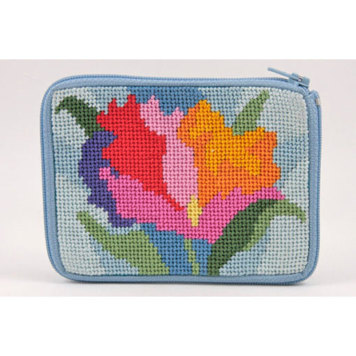 Stitch & Zip Coin Purse/Credit Card Case (14 ct, cotton)