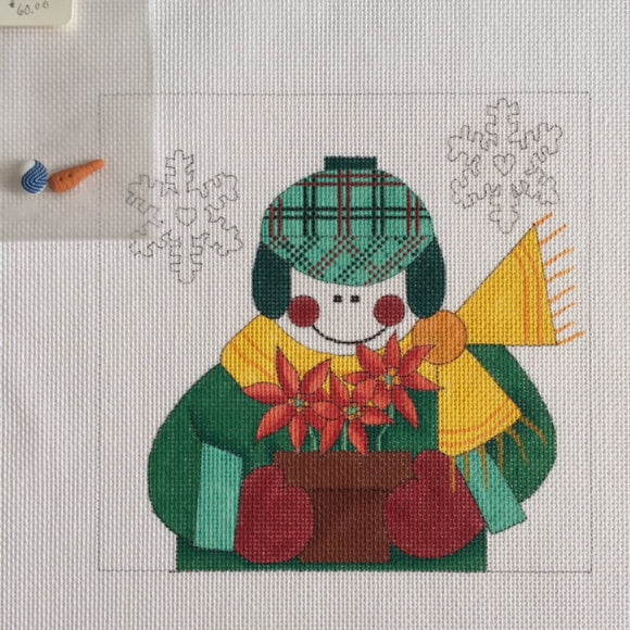 Snowman Sq. Poinsettia (N-S-108-G)