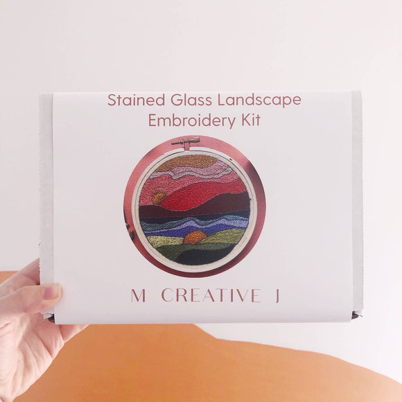 Stained Glass Landscape Embroidery Kit