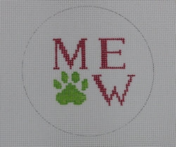 Meow and Paw Print - Pink and Green (KK0110)