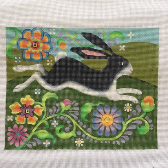 Running Rabbit with Flowers (B-286)